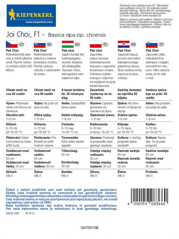 Pak chio Joi Choi fajta vetőmag ismertető