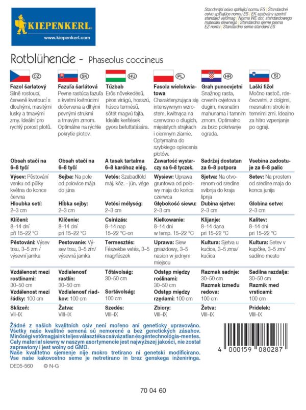 Tűzbab Rotblühende / Kiepenkerl vetőmag