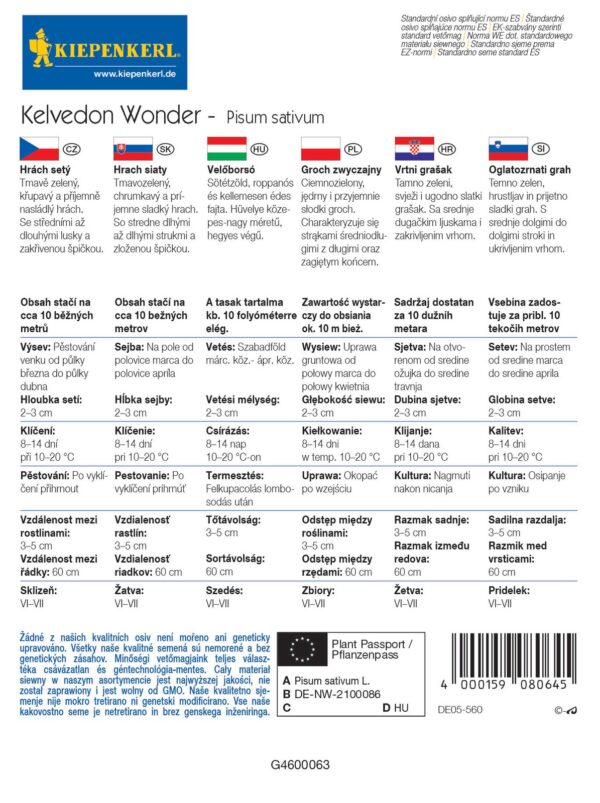 Velőborsó Kelvedon Wonder / Kiepenkerl vetőmag